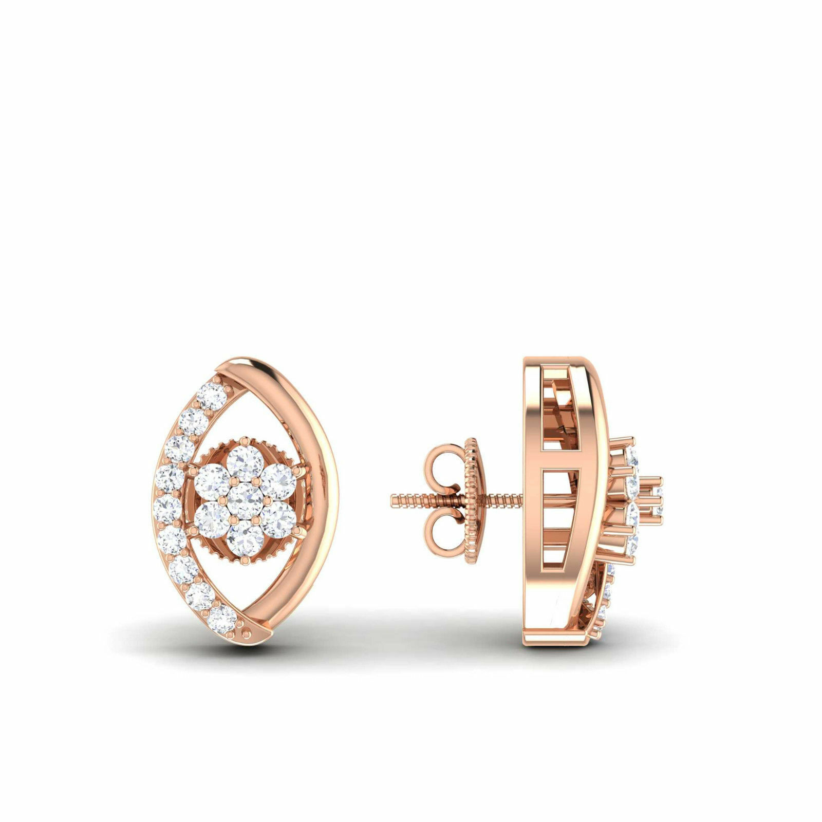 Details about   0.94 Ct Round Cut Solitaire Stud Earrings Hallmark Solid 14K Rose Gold